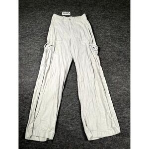 Hollister Ultra High Rise Vintage Baggy Cargo Pants Women XS Gray Linen Outdoor